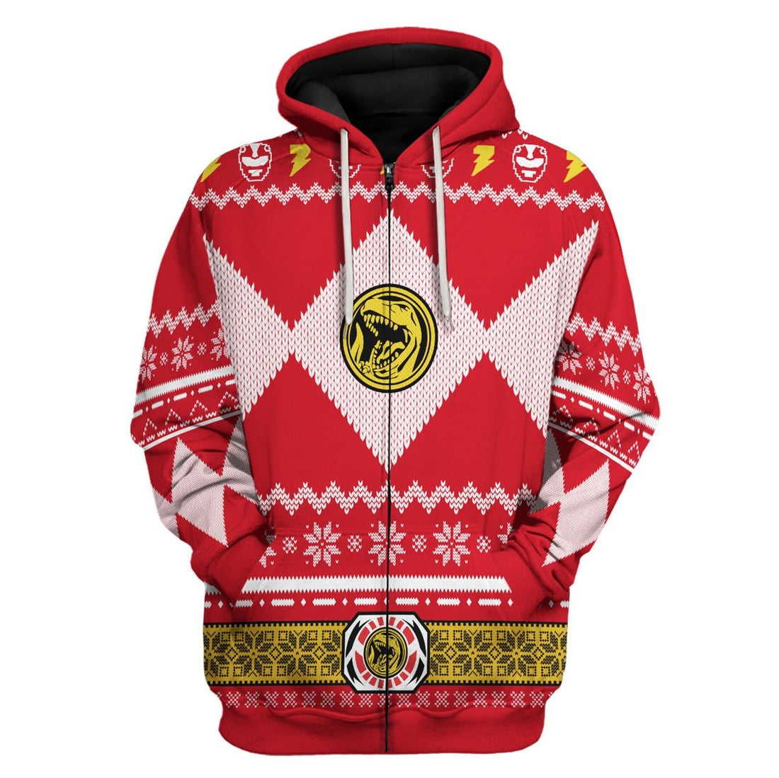 Gearhomies 3D Zip Hoodie MightyMorphin, Red  