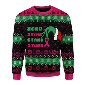YMskins Christmas Sweater Stink Stank Stunk Breast Cancer 3D Apparel