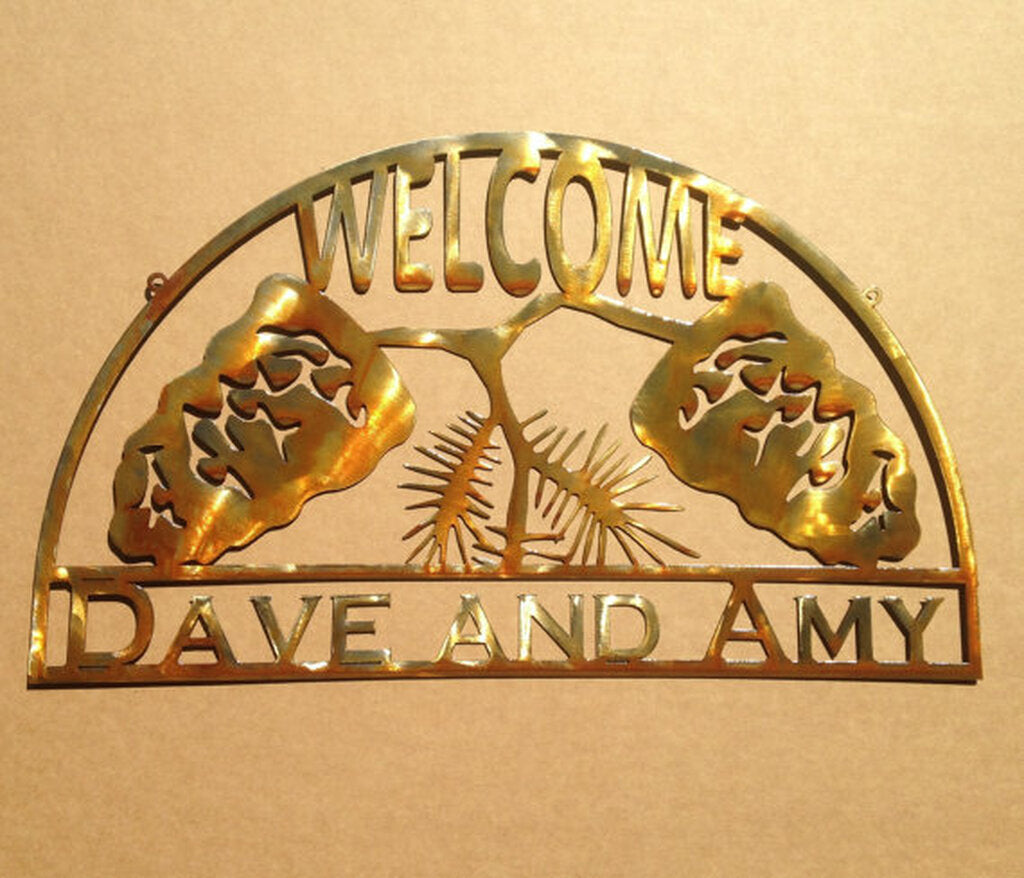 YMskins Custom Welcome Sign with Pine Cones Wall Art