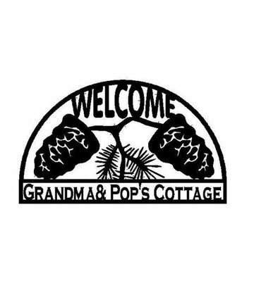 YMskins Custom Welcome Sign with Pine Cones Wall Art