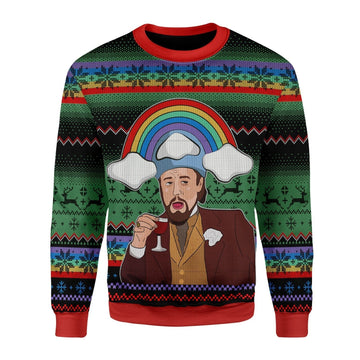 YMskins Christmas Sweater Leo Laughing Meme Dicardo 3D Apparel