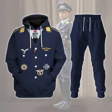 YMskins WWII Erich Alfred Hartmann Costume Hoodie Sweatshirt T-Shirt Tracksuit