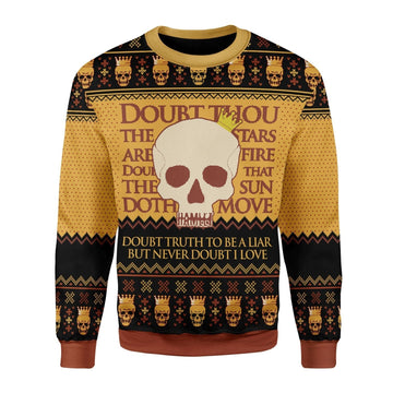 YMskins Christmas Sweater Hamlet William Shakespare 3D Apparel