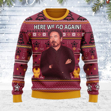 YMskins Ugly Christmas Sweater Here We Go Again 3D Apparel