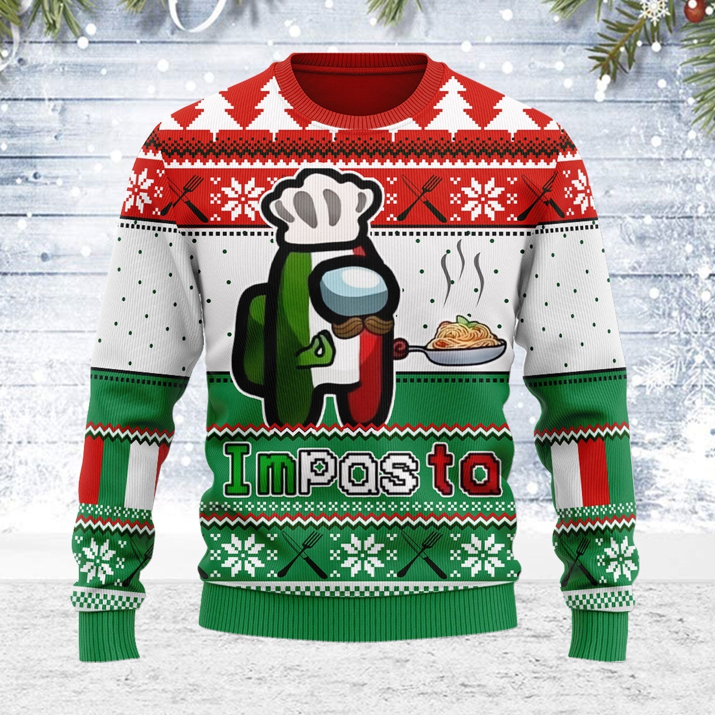 YMskins Ugly Christmas Sweater Impasta 3D Apparel