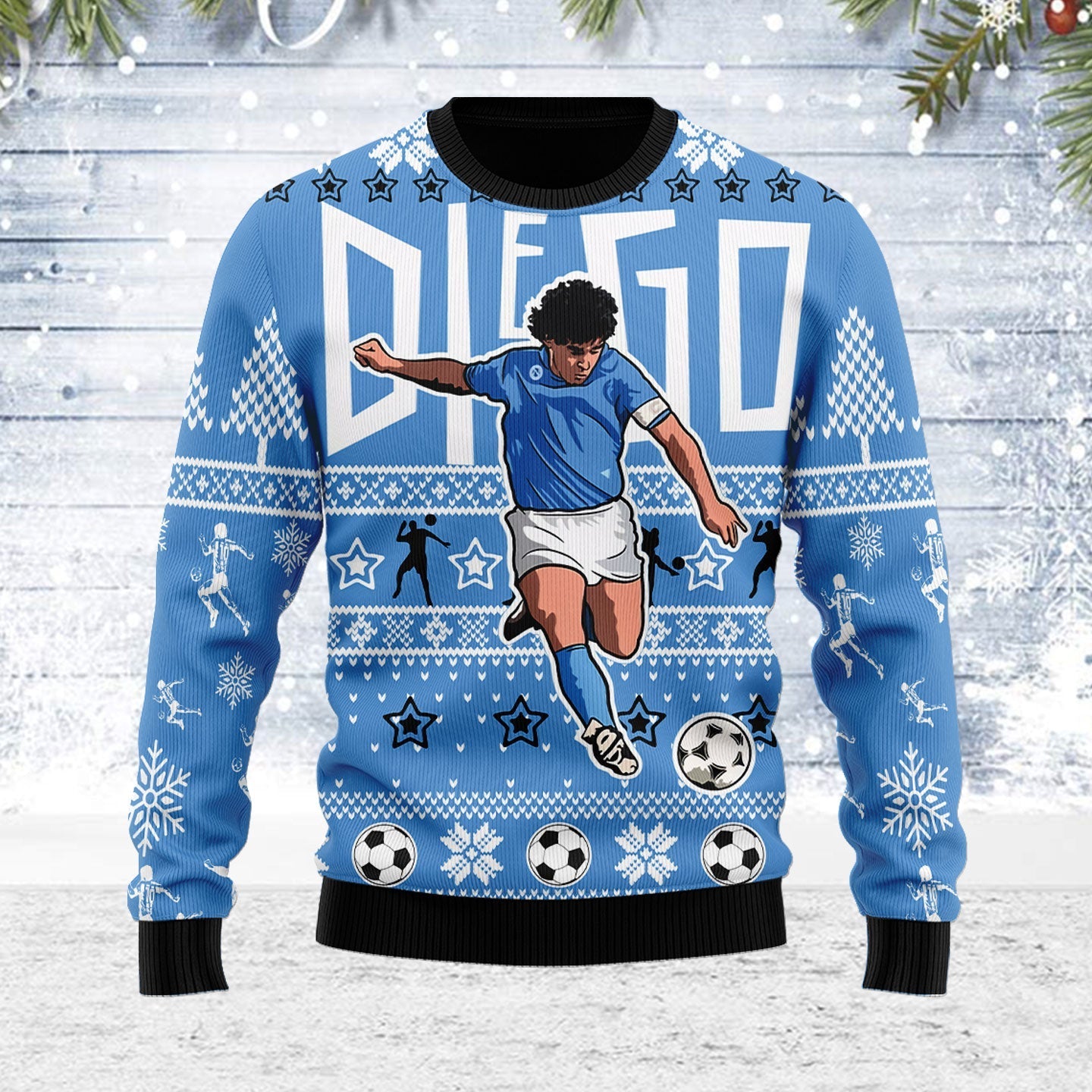 YMskins Ugly Christmas Sweater Diego Number 10 Football Player 3D Apparel
