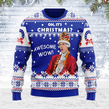 YMskins Ugly Christmas Sweater Oh It's Christmas Awesome Wow 3D Apparel