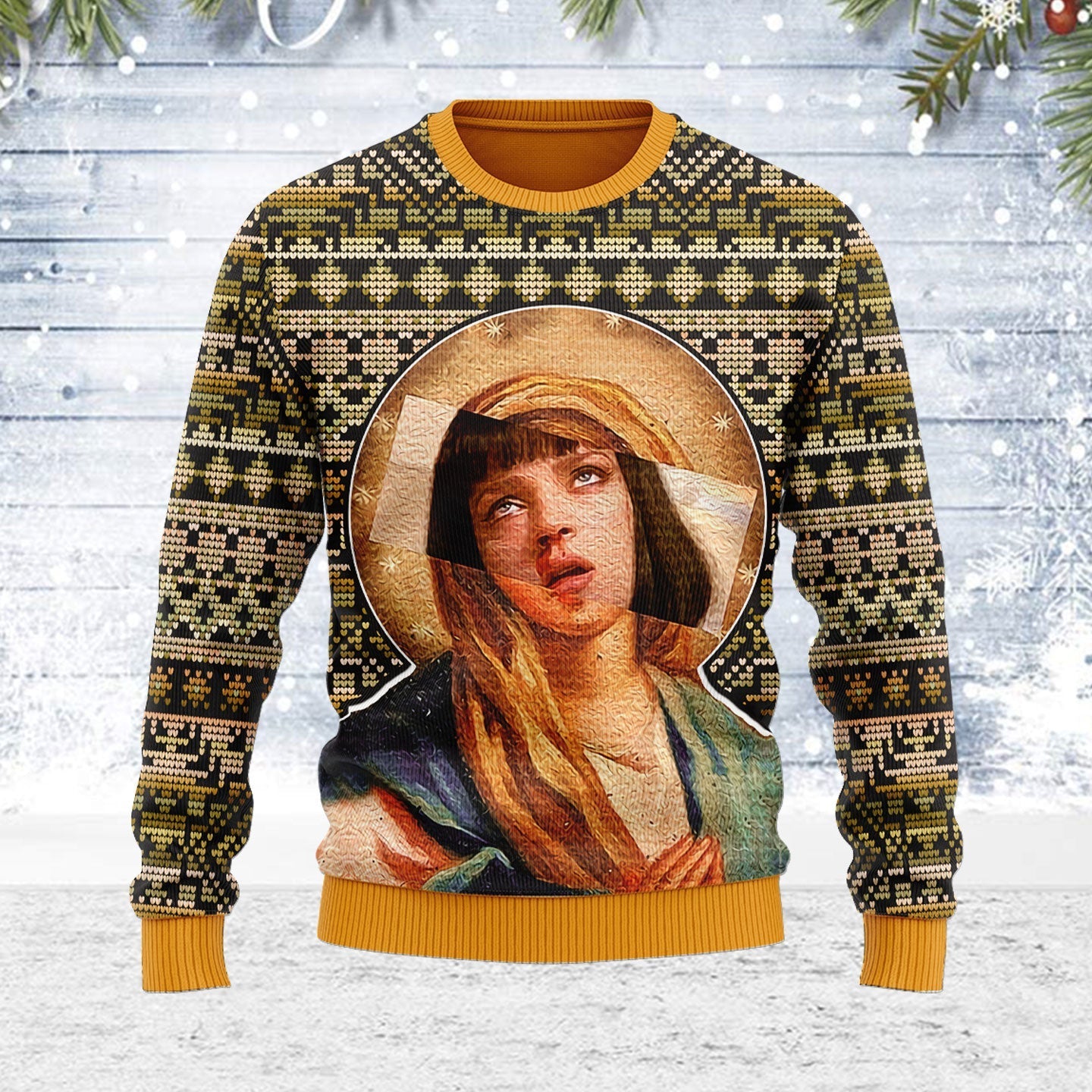 YMskins Ugly Christmas Sweater Mia Wallace Meme 3D Apparel