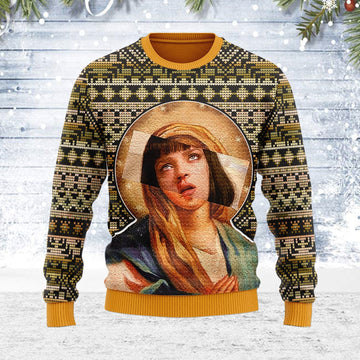 YMskins Ugly Christmas Sweater Mia Wallace Meme 3D Apparel