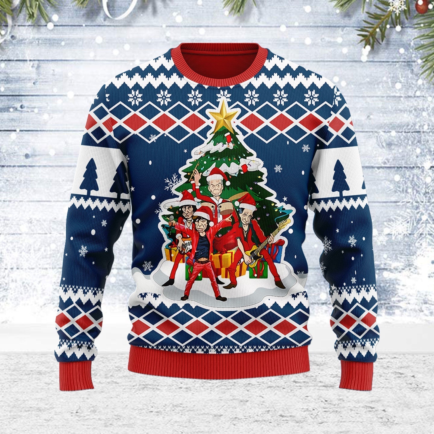 YMskins Ugly Christmas Sweater All I Want For Christmas Is Rock And Roll 3D Apparel