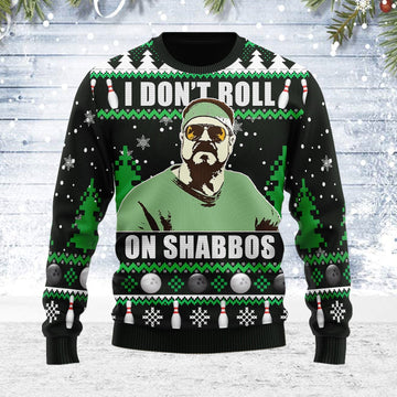 YMskins Ugly Christmas Sweater I Don’t Roll on Shabbos 3D Apparel