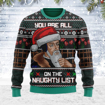 YMskins Ugly Christmas Sweater You Are All On The Naughty List 3D Apparel