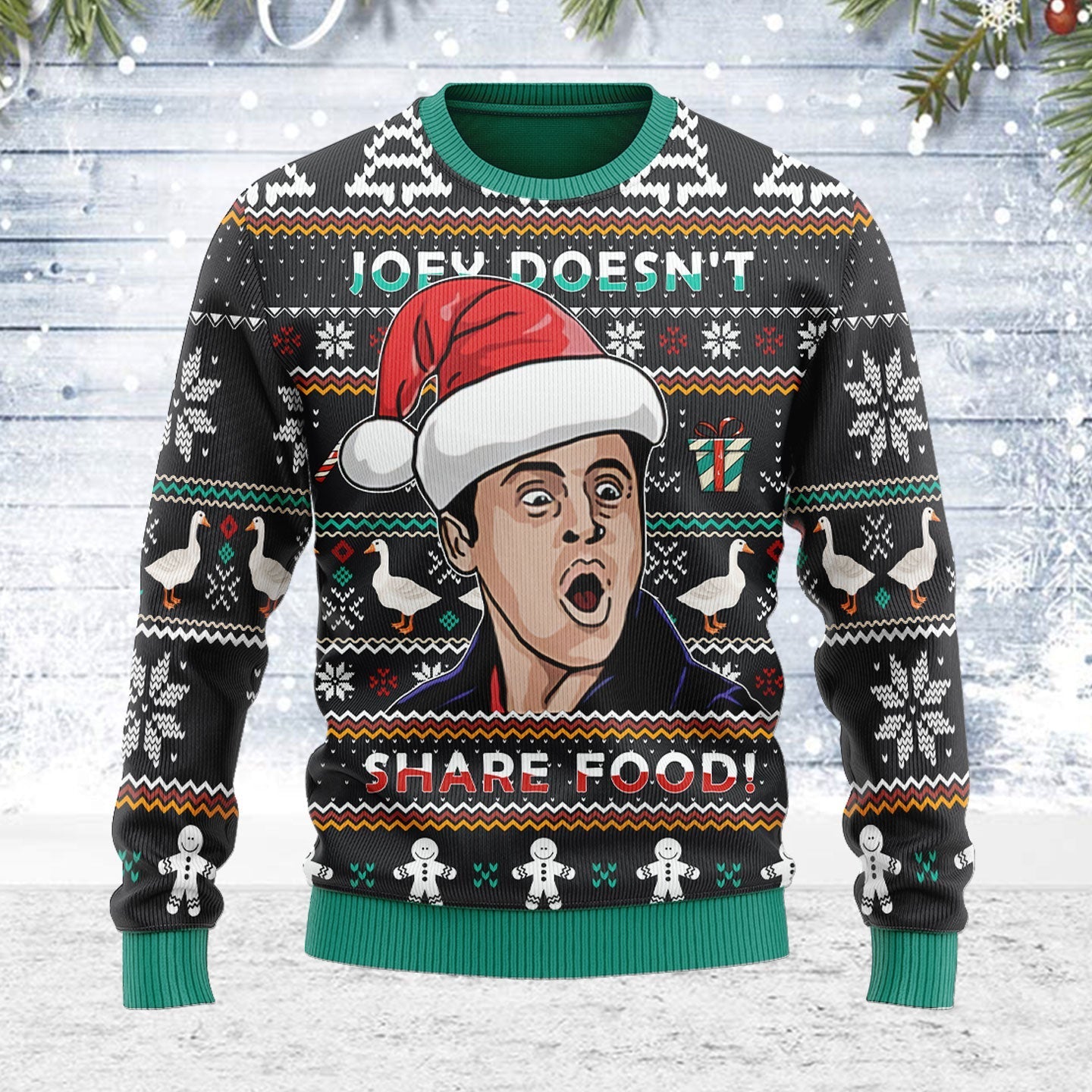 YMskins Ugly Christmas Sweater Joey Doesn't Share Food 3D Apparel