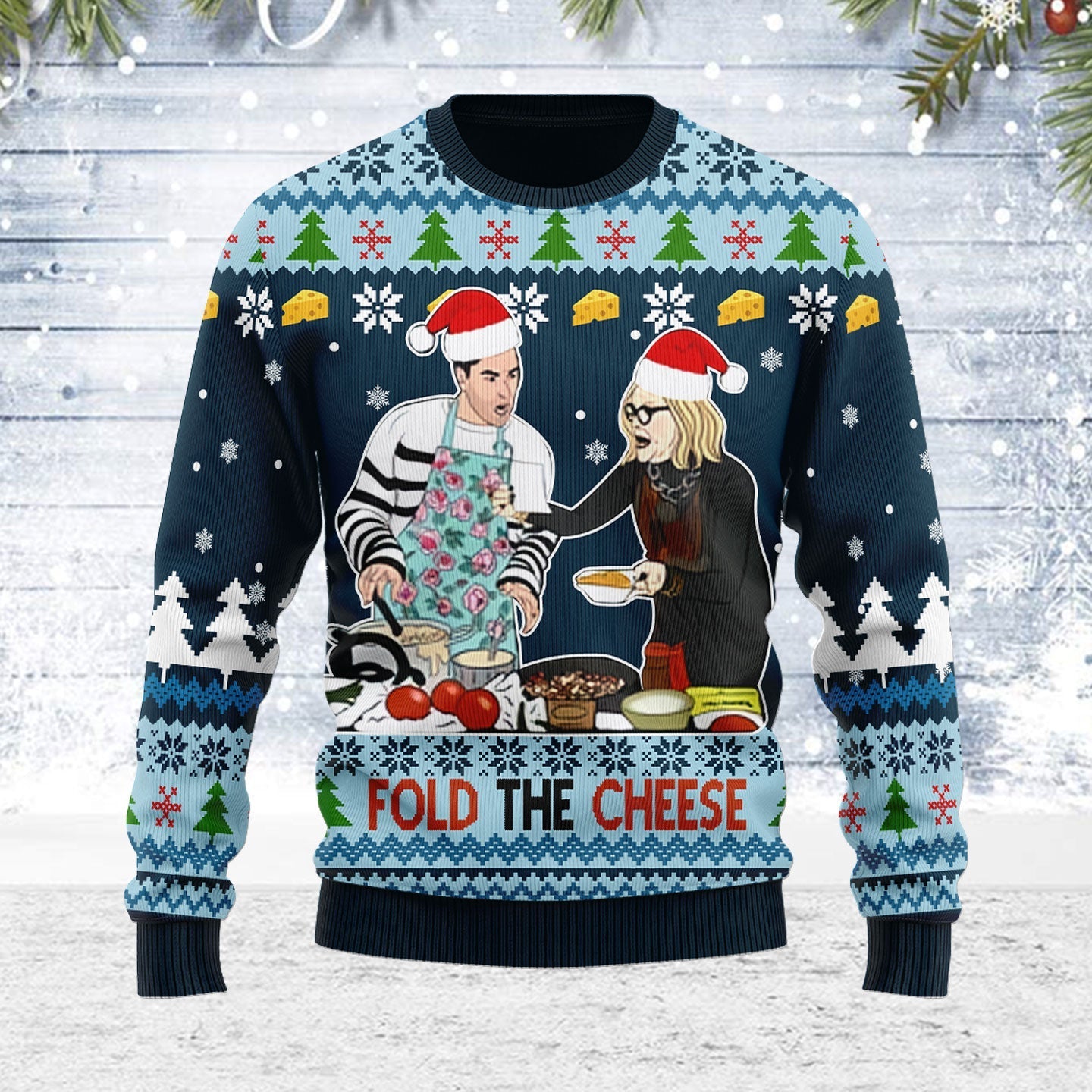 YMskins Ugly Christmas Sweater Fold The Cheese 3D Apparel