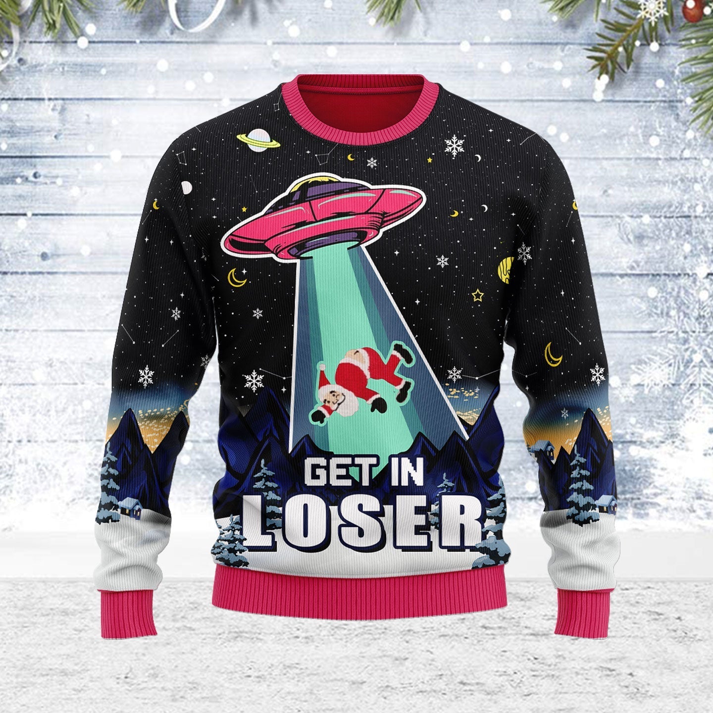 YMskins Ugly Christmas Sweater Alien Get In Loser 3D Apparel