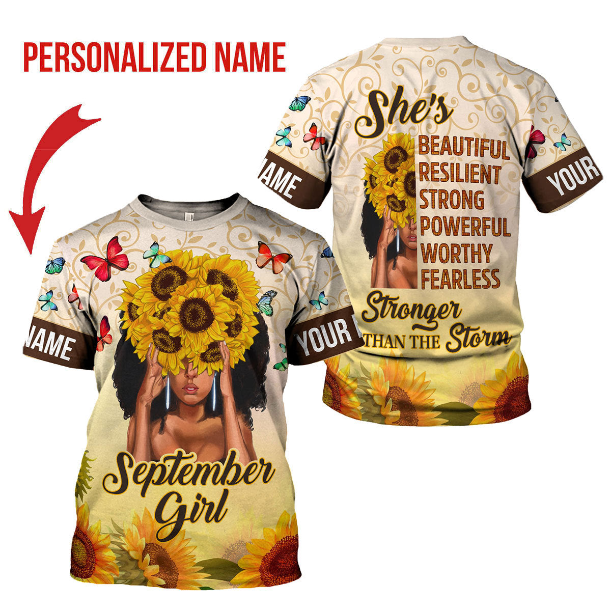 YMskins Personalized T-shirt September Girl All Over Printed