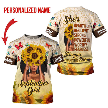 YMskins Personalized T-shirt September Girl All Over Printed