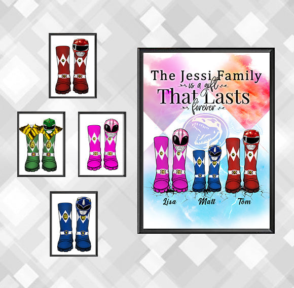 Customized Canvas Poster Wall Art The Power Ranger Boots Family