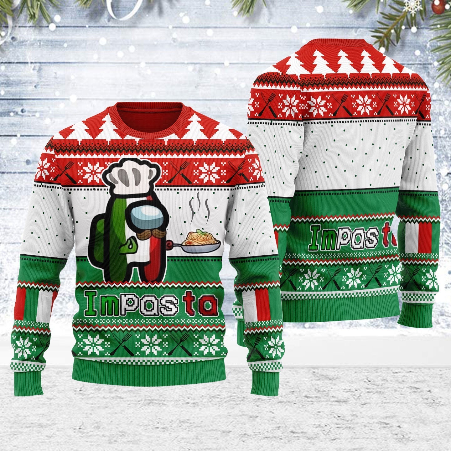 YMskins Ugly Christmas Sweater Impasta 3D Apparel