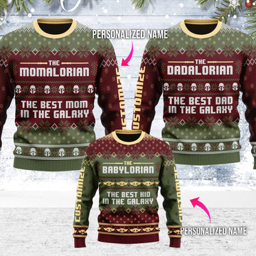 YMskins Ugly Christmas Sweater The Momalorian Custome Name 3D Apparel
