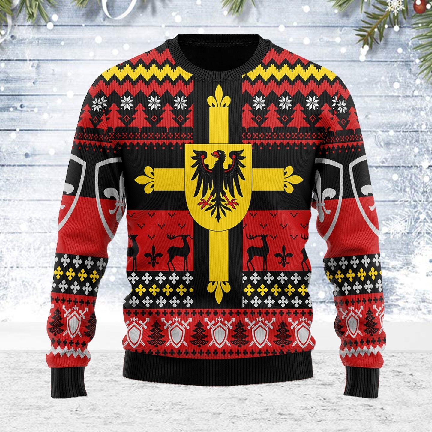 YMskins Ugly Christmas Sweater Teutonic Knights 3D Apparel