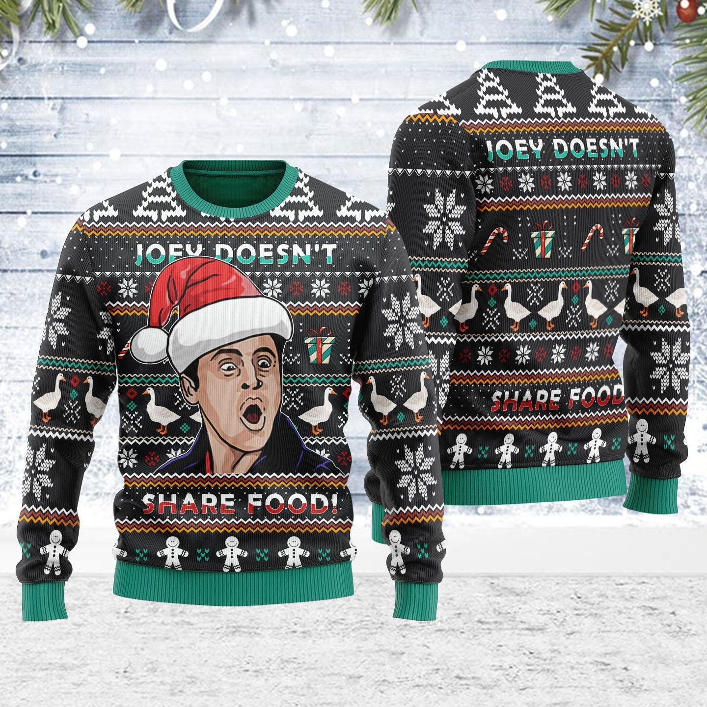 YMskins Ugly Christmas Sweater Joey Doesn't Share Food 3D Apparel