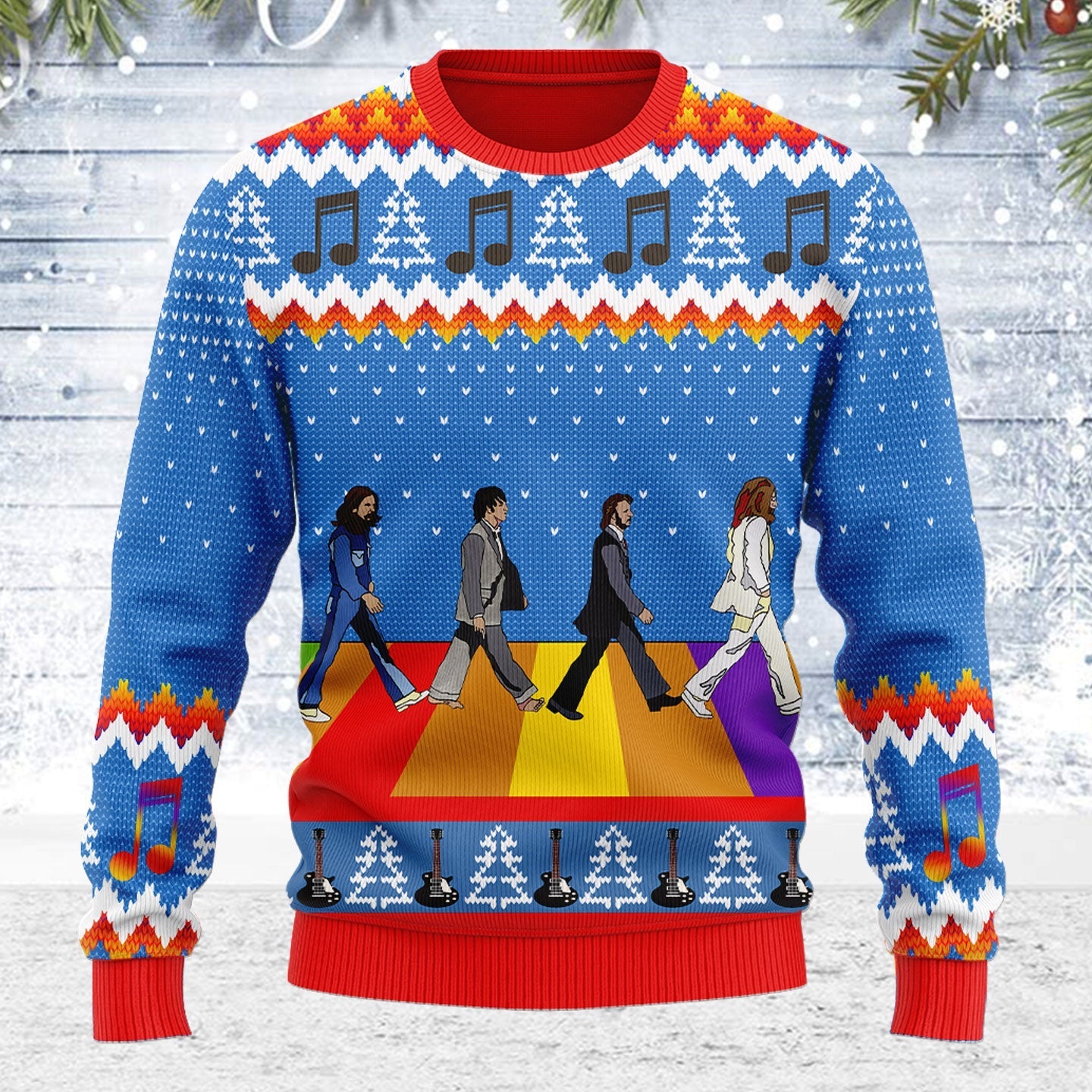 YMskins Ugly Christmas Sweater The Beatles Hippie 3D Apparel