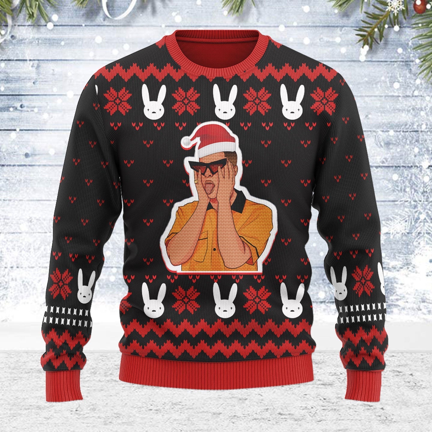 YMskins Ugly Christmas Sweater Bad Bunny 3D Apparel