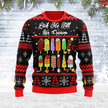 YMskins Ugly Christmas Sweater  Lick Me Till Ice Cream 3D Apparel