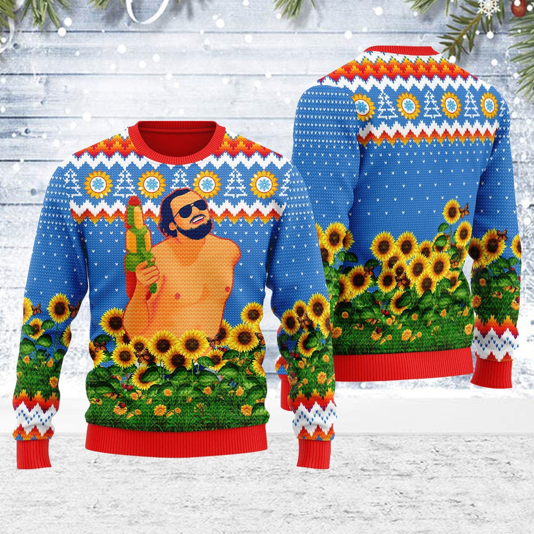 YMskins Ugly Christmas Sweater Leo Running With Water Gun 3D Apparel