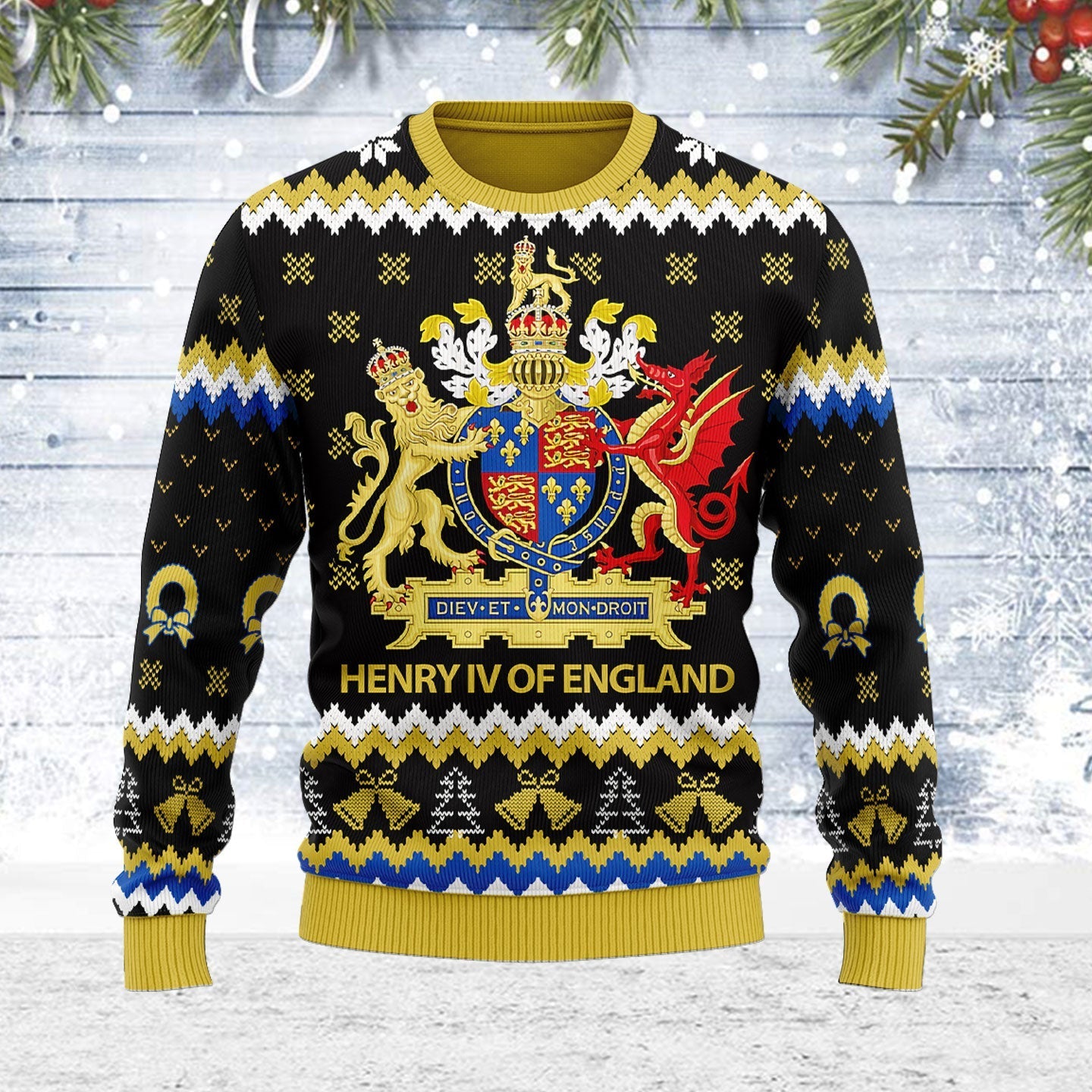 YMskins Ugly Christmas Sweater Coat Of Arms Henry IV 3D Apparel