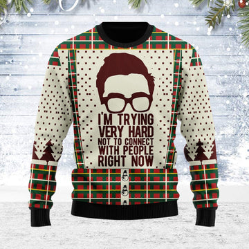 YMskins Ugly Christmas Sweater I'm Trying Not To Connect With People Right Now 3D Apparel