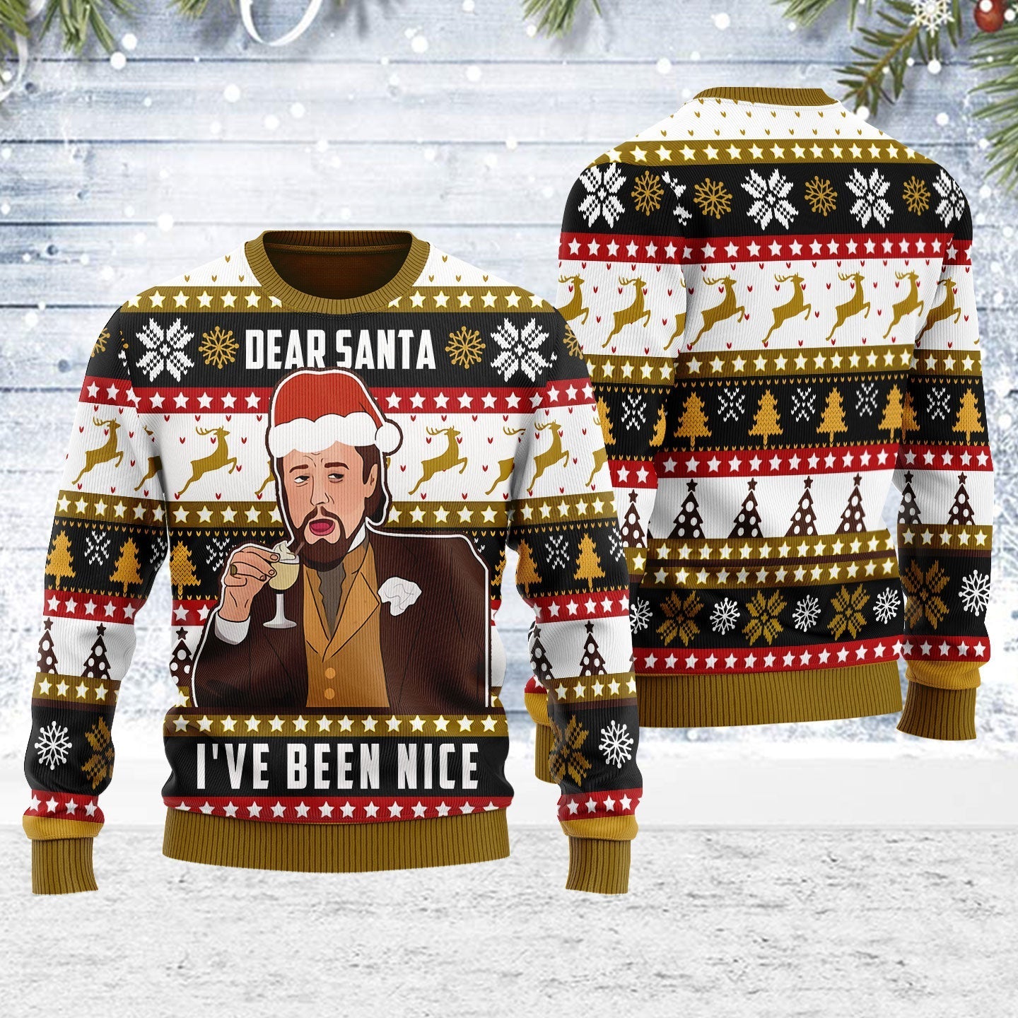 YMskins Ugly Christmas Sweater Dear Santa I've Been Nice 3D Apparel
