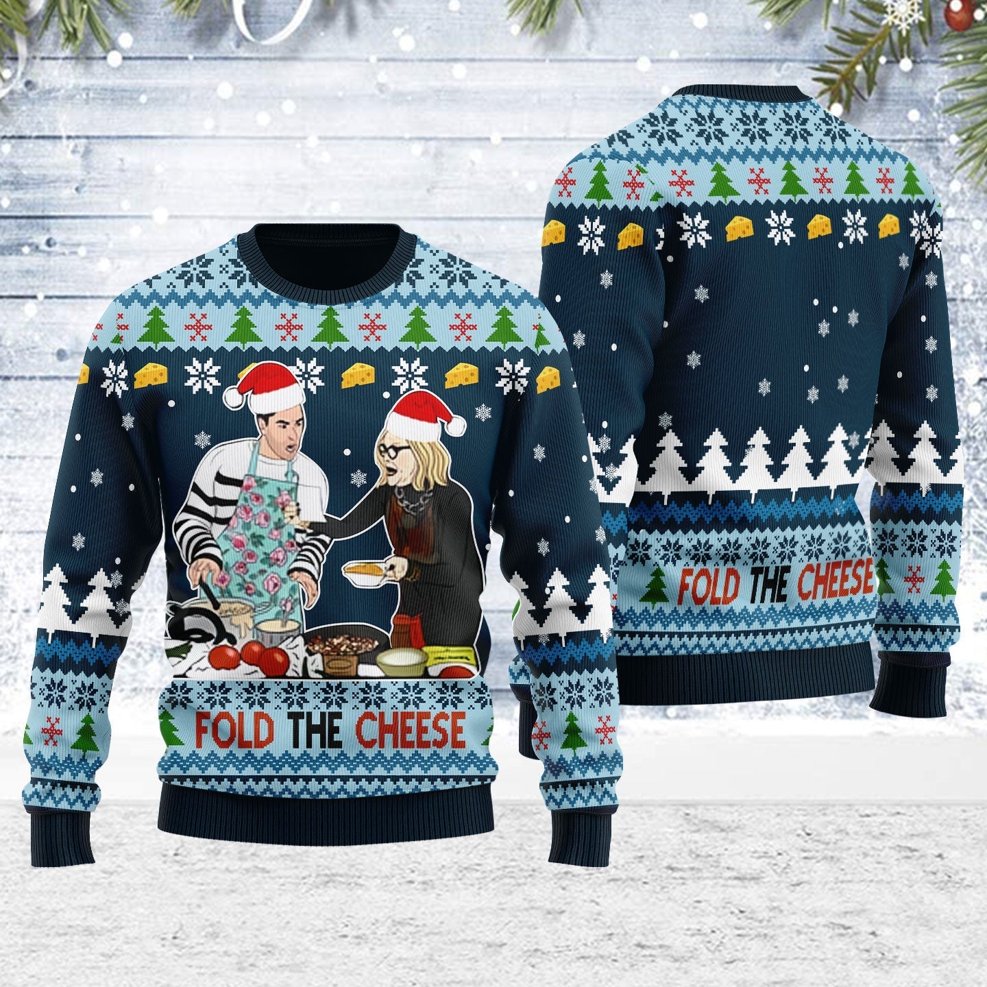 YMskins Ugly Christmas Sweater Fold The Cheese 3D Apparel
