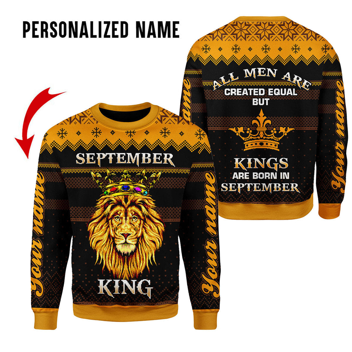 YMskins Personalized Ugly Sweater September Guy All Over Printed