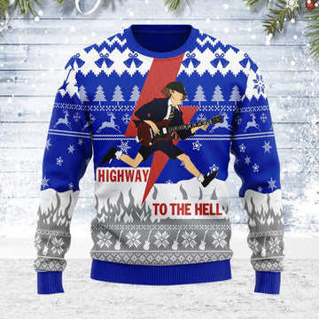 YMskins Ugly Christmas Sweater Highway To The Hell 3D Apparel