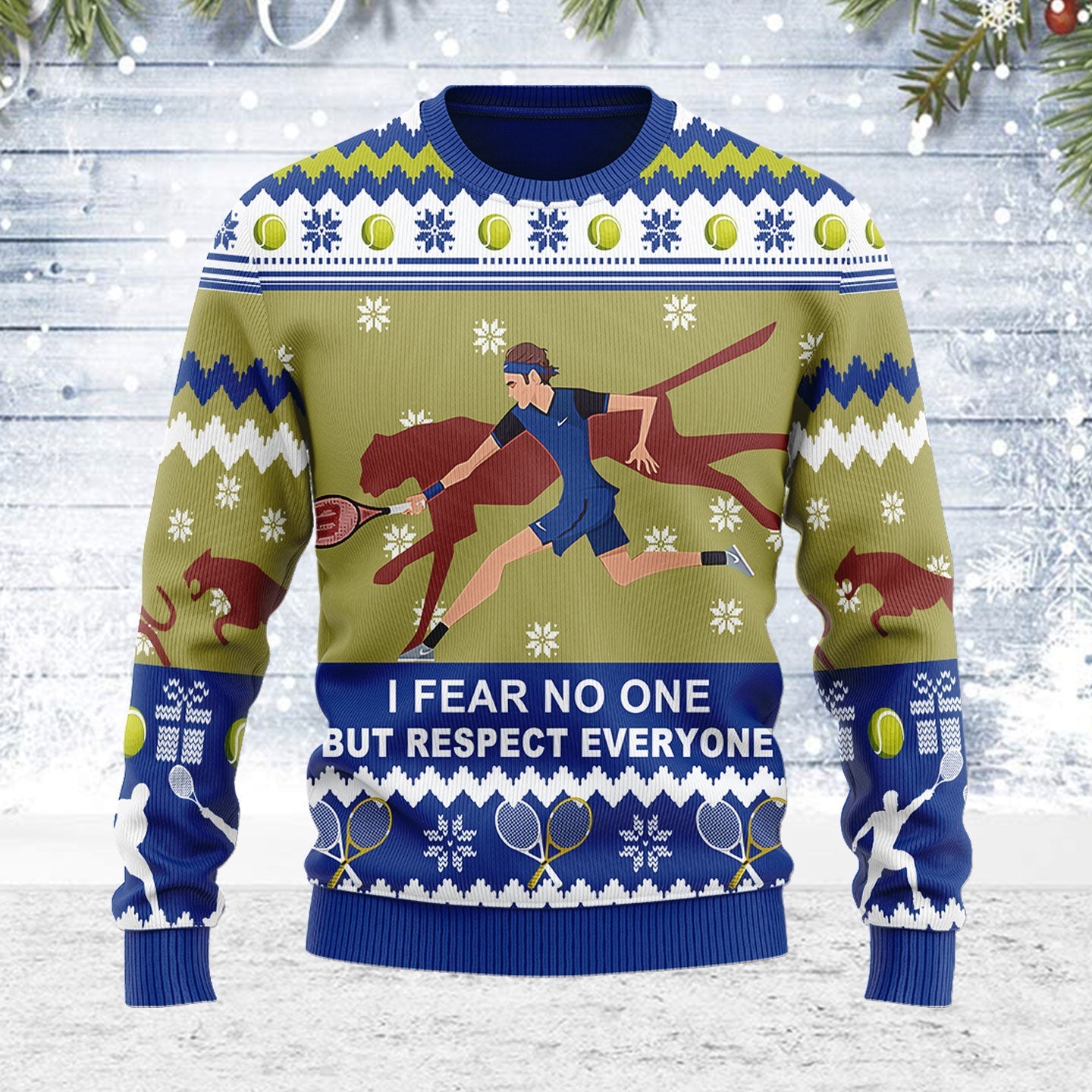 YMskins Ugly Christmas Sweater Respect Everyone 3D Apparel