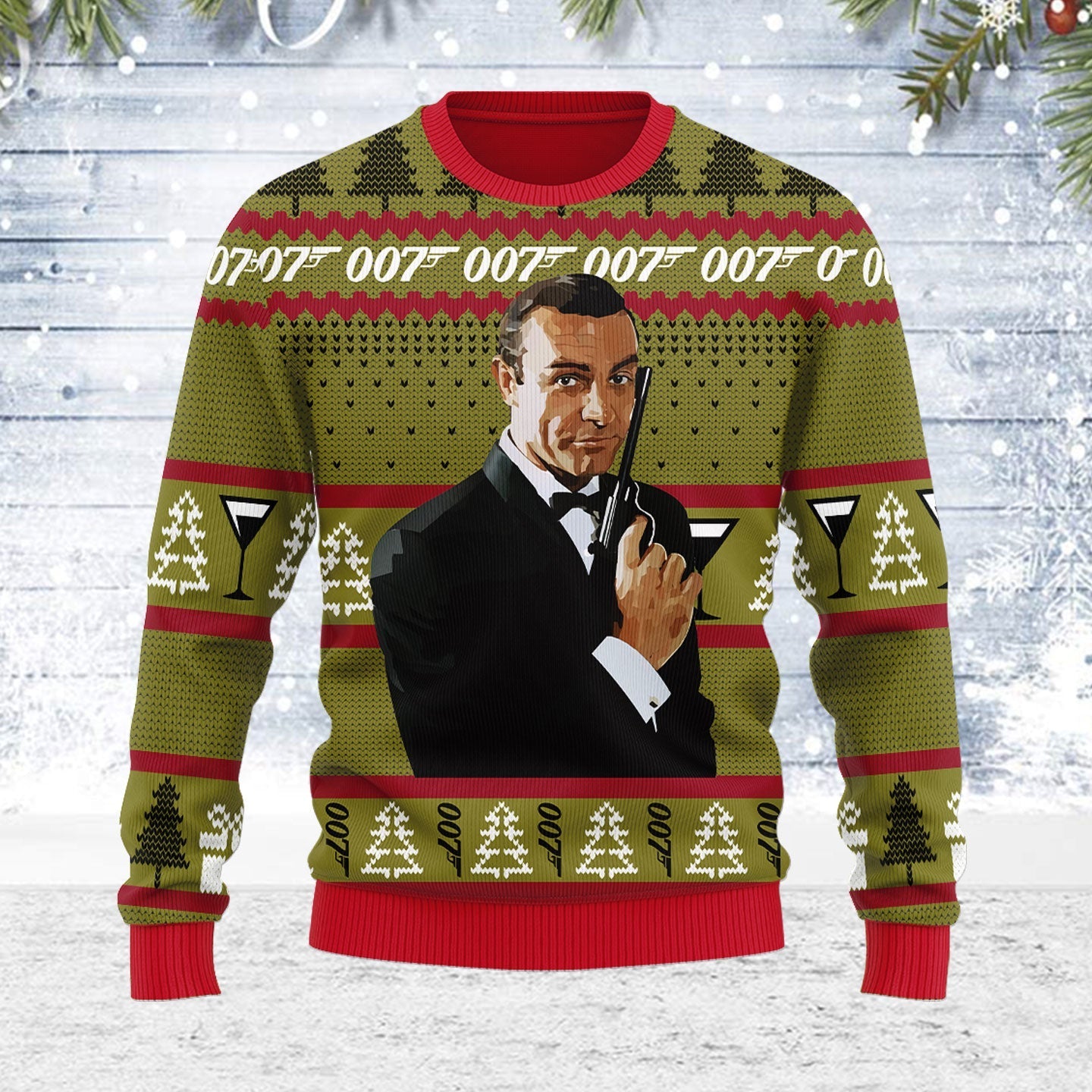 YMskins Ugly Christmas Sweater James Bond 007 3D Apparel