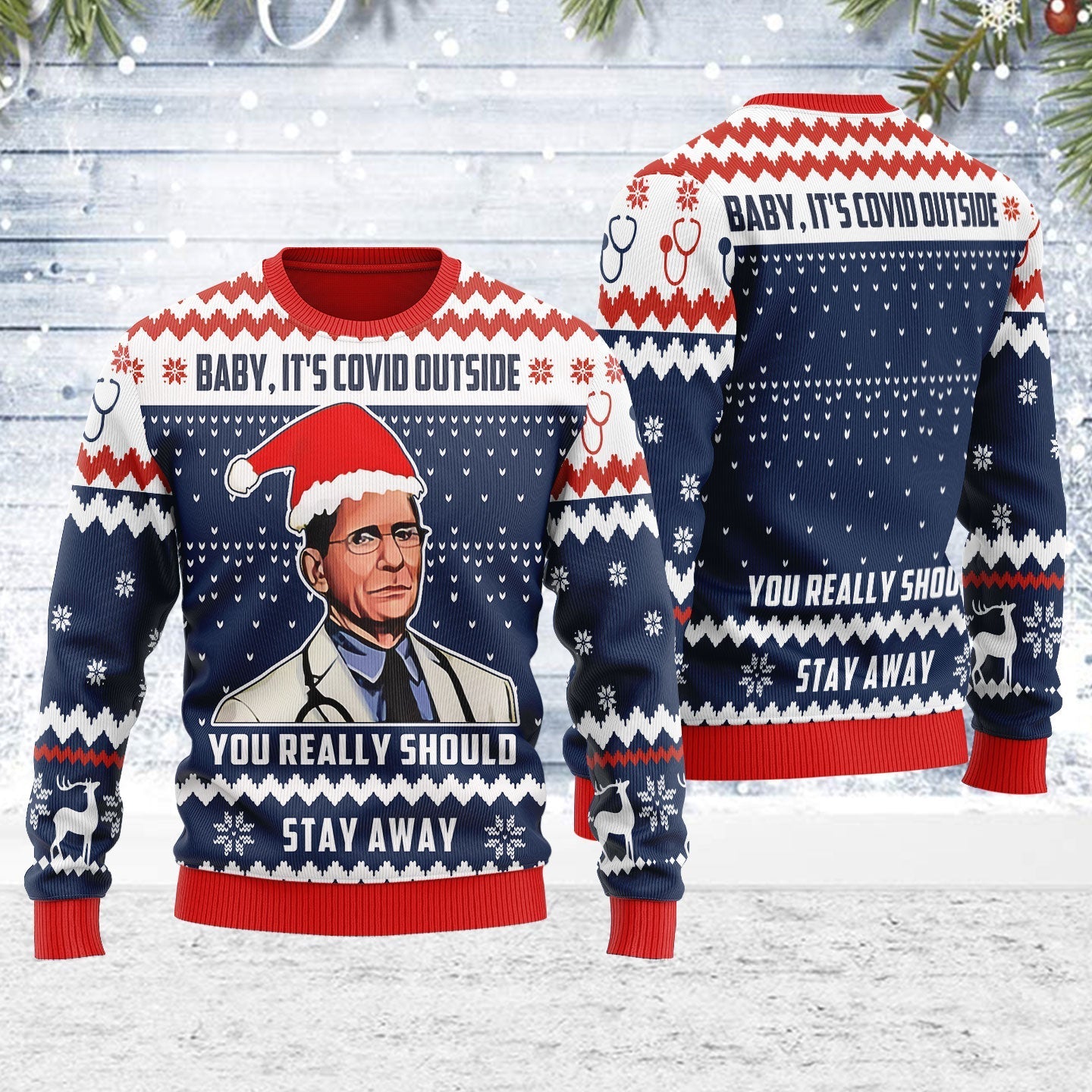 YMskins Ugly Christmas Sweater Dr. Fauci 3D Apparel