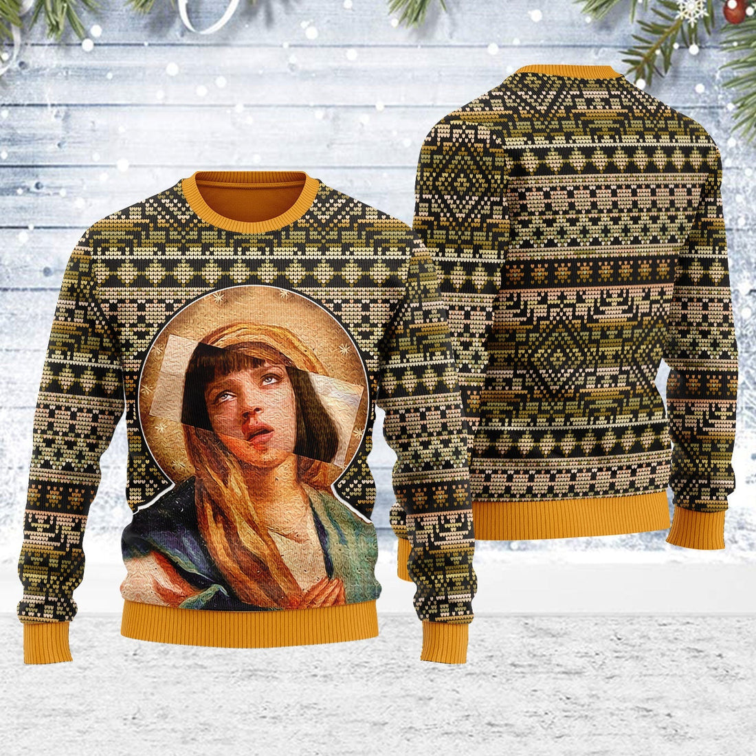 YMskins Ugly Christmas Sweater Mia Wallace Meme 3D Apparel