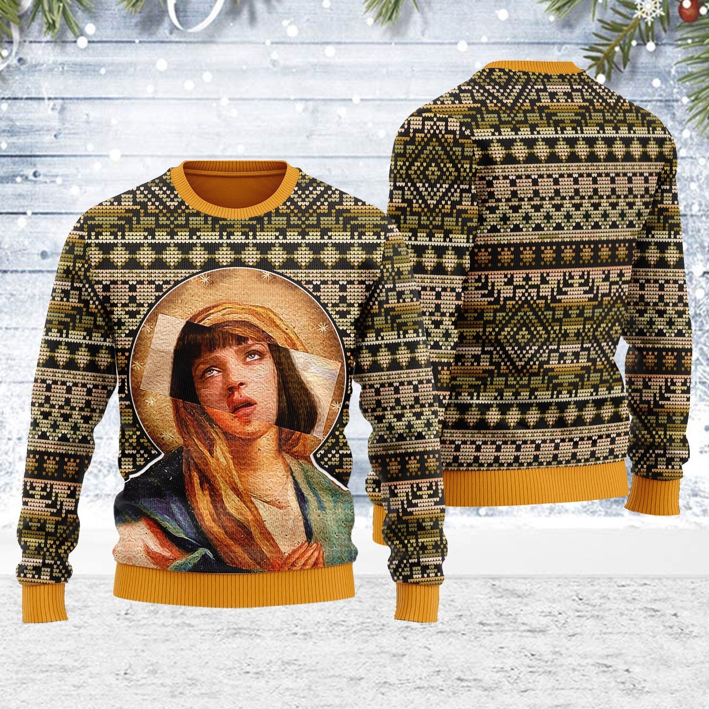 YMskins Ugly Christmas Sweater Mia Wallace Meme 3D Apparel