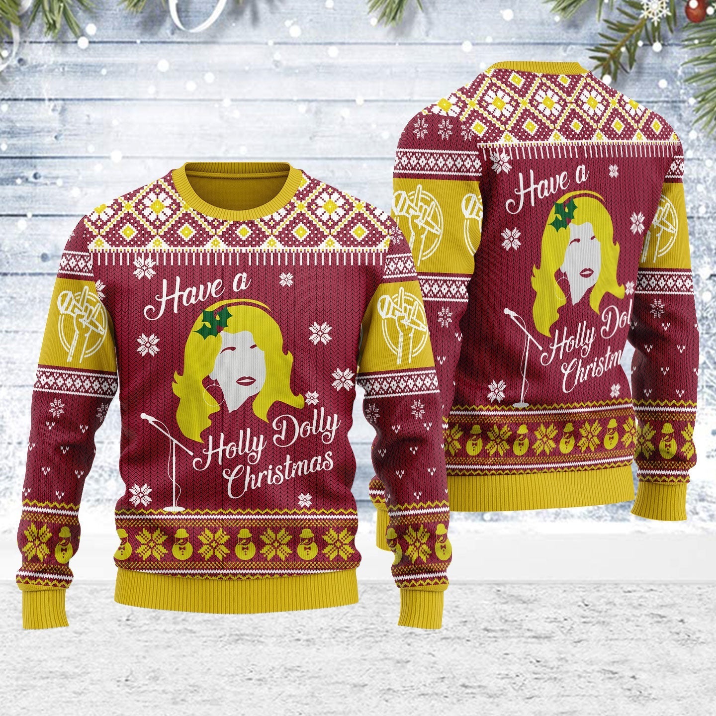 YMskins Ugly Christmas Sweater Have A Holly Dolly 3D Apparel