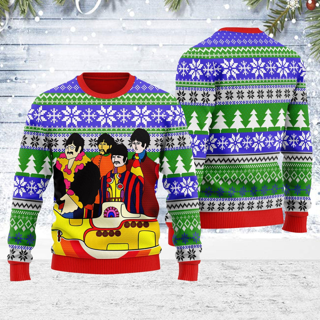 YMskins Ugly Christmas Sweater The Beatles Hippie 3D Apparel