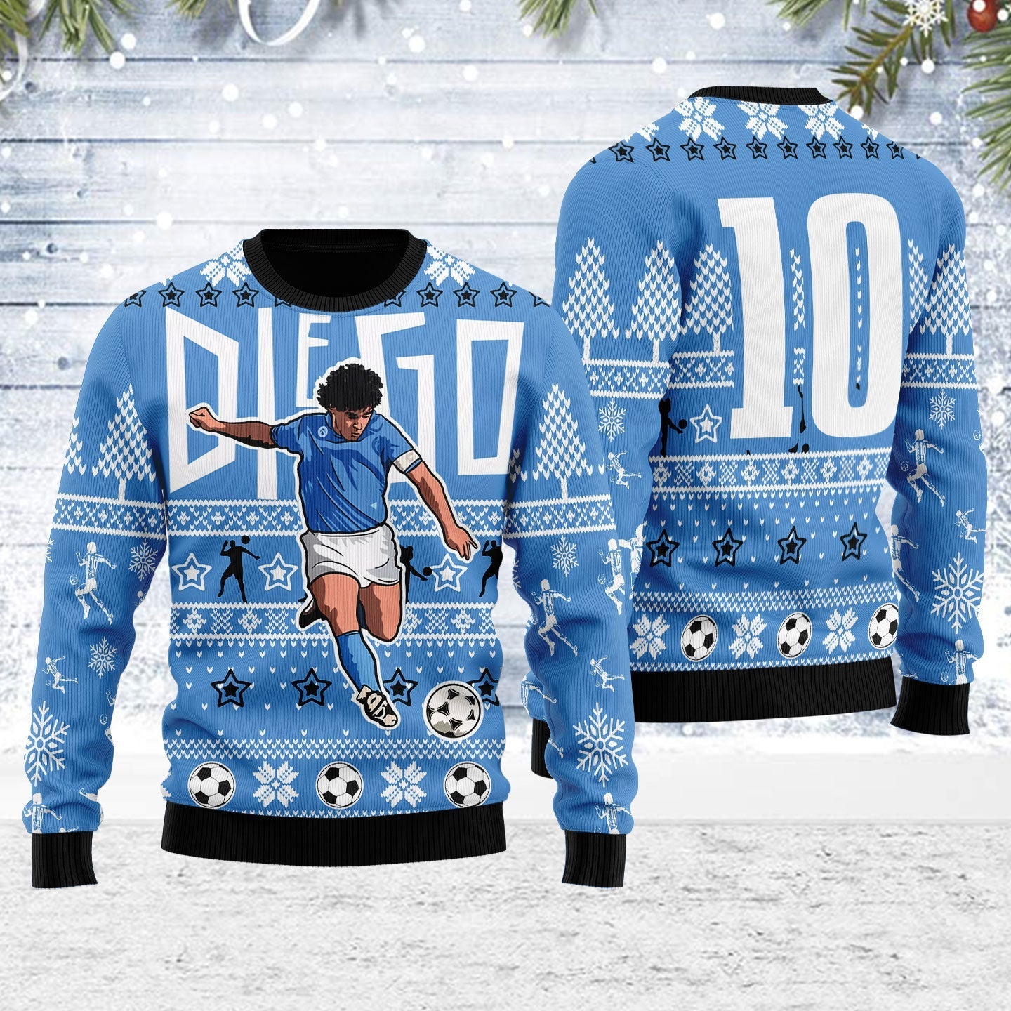 YMskins Ugly Christmas Sweater Diego Number 10 Football Player 3D Apparel
