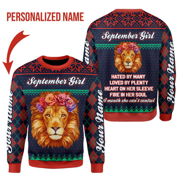YMskins Personalized Ugly Sweater September Girl All Over Printed