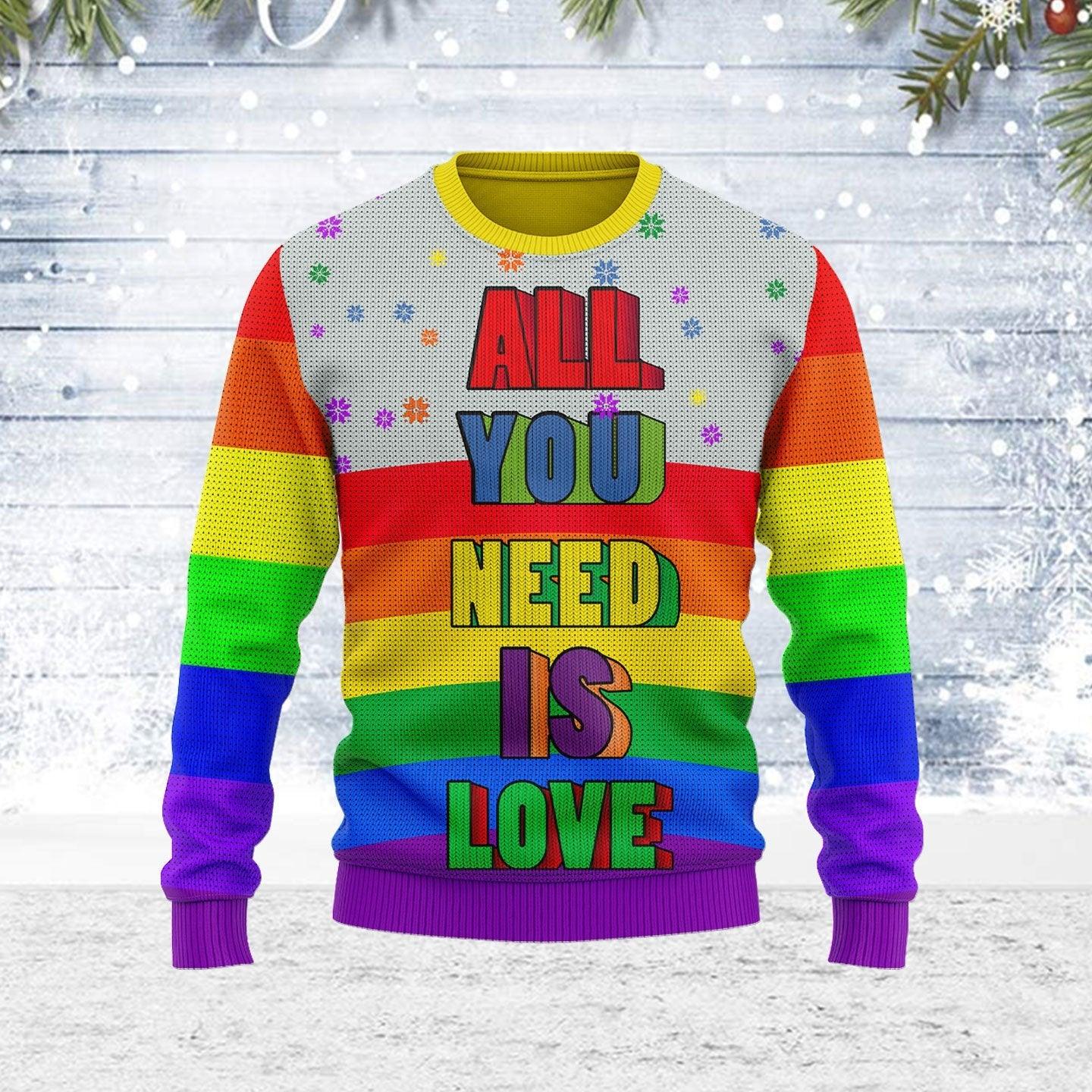 All You Need Is Love LGBT Ugly Christmas Sweater - OodieGang