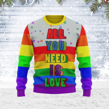 All You Need Is Love LGBT Ugly Christmas Sweater - OodieGang