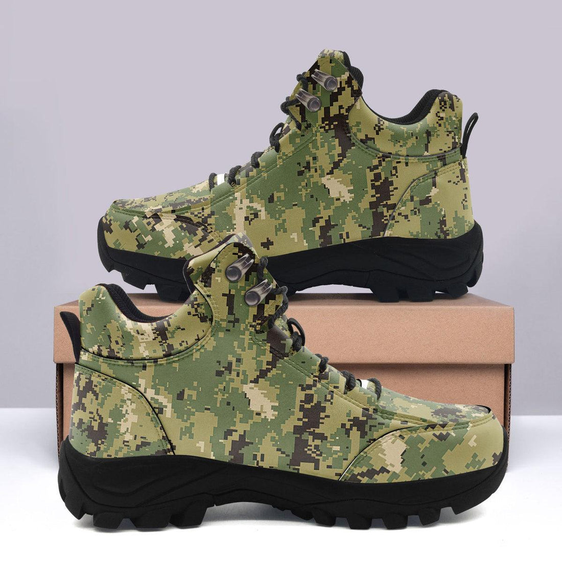 American Navy Working Uniform (NWU) Type III (AOR-2) Woodland Camo Hiking Shoes - DucG