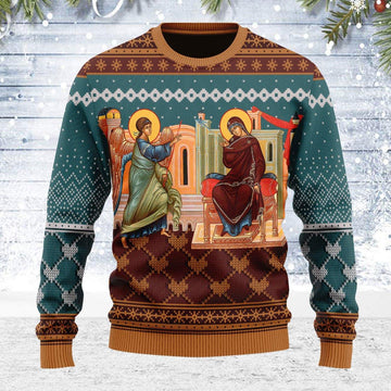 Annunciation of the Mother of God Ugly Christmas Sweater - CustomsPig