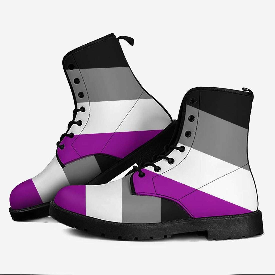 Asexual Pride Flag Leather Boots - DucG